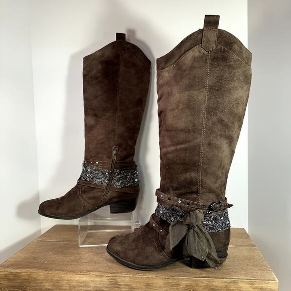 Not Rated Shoes - Not Rated Midnight Dream Riding Boots SZ 8 Knee High Fairy Boho Festival Indie